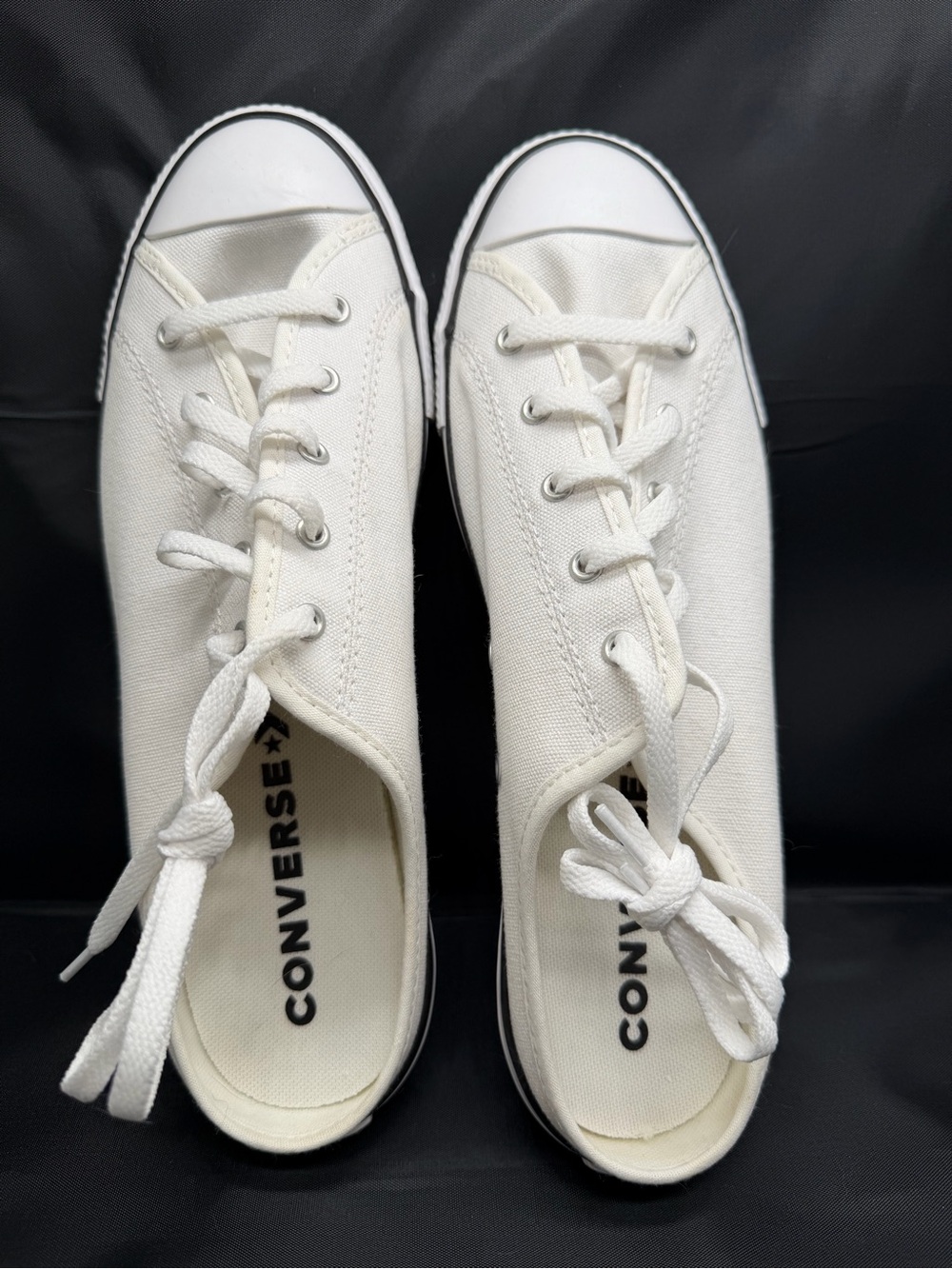 Converse Women’s Low Top Canvas Sneakers in White Slip On